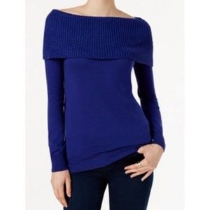 Blue Off Neck Sweater
